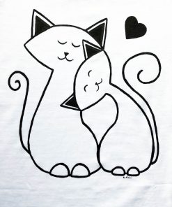 Tricou pictat manual cu Pisici care se Iubesc