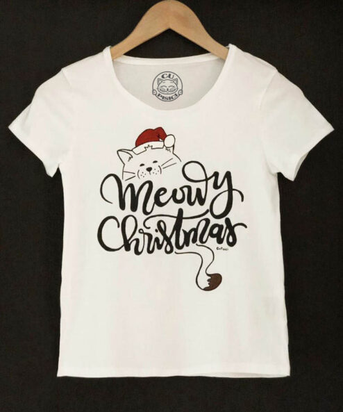 Tricou unisex, pictat manual cu Meowy Christmas