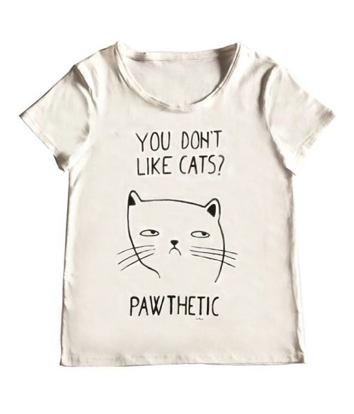 Tricou pentru fete pictat manual cu Pisica Pawthetic