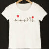 Tricou pentru fete pictat manual-Heartbeat si Pernute