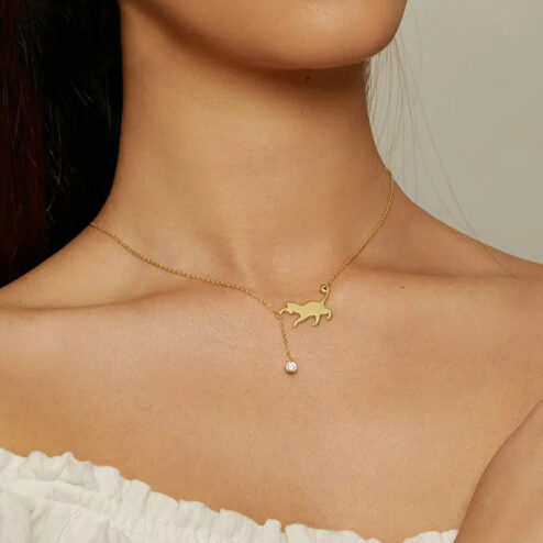 Colier din argint cu Pisica Eleganta-Gold