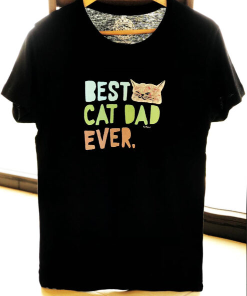 Tricou pictat manual BEST CAT DAD