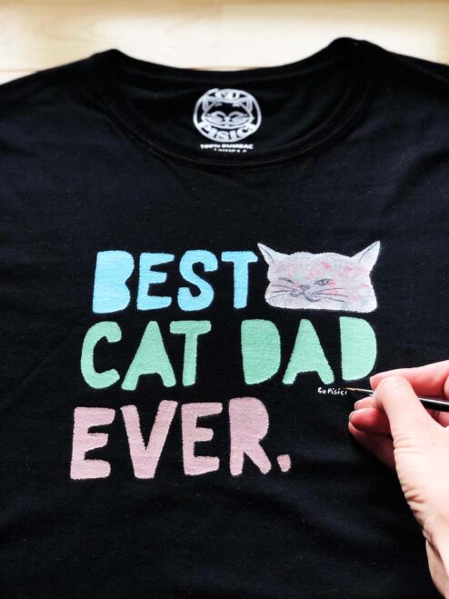 Tricou pictat manual BEST CAT DAD