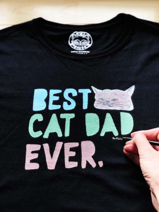 Tricou pictat manual BEST CAT DAD