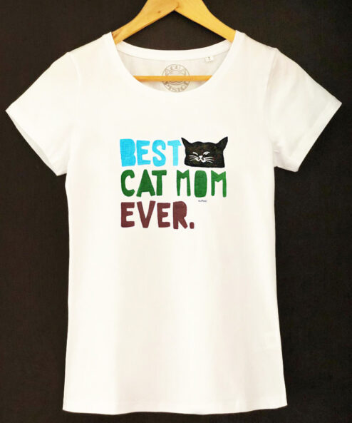 Tricou pictat manual BEST CAT MOM