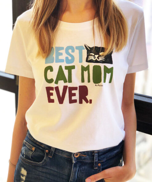 Tricou pictat manual BEST CAT MOM