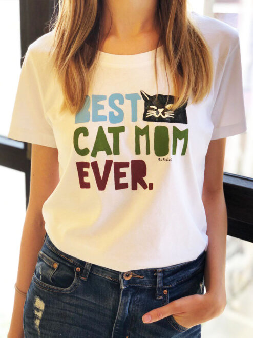 Tricou pictat manual BEST CAT MOM