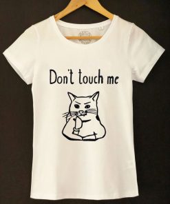 Tricou pictat manual cu Pisica-Don't Touch Me