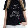 Tricou pictat manual cu Pisica Lenesa-Negru