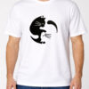 Tricou pentru barbati-Pisici Yin si Yang, pictat manual-Alb