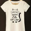 Tricou pictat manual-Crazy Cat Lady, Alb