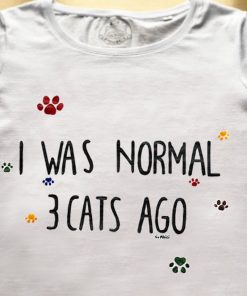 Tricou pictat manual-I was normal 3 Cats Ago, Alb