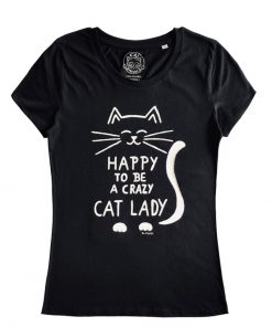 Hand painted T-shirt Crazy Cat Lady (Black)