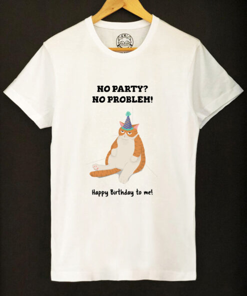 Tricou bumbac organic-Happy Birthaday (Ginger Cat)