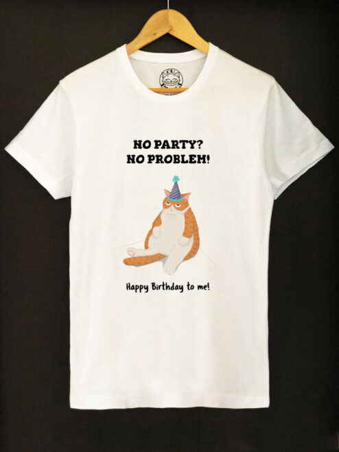 Tricou bumbac organic-Happy Birthaday (Ginger Cat)