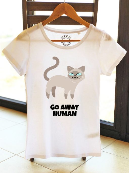 Tricou bumbac organic-Go away Human, Femei