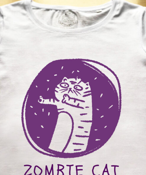 Tricou bumbac organic-Zombie Cat, Barbati