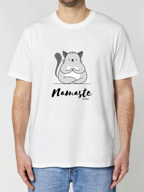 Tricou din bumbac organic Premium-Pisica Namaste, Barbati