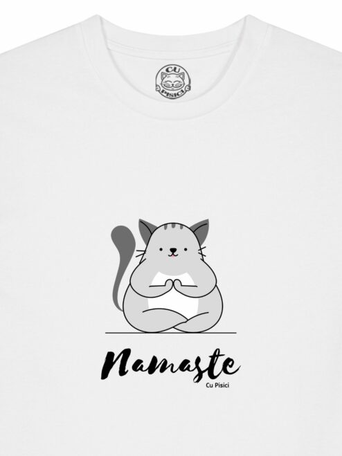 Tricou din bumbac organic Premium-Pisica Namaste, Barbati