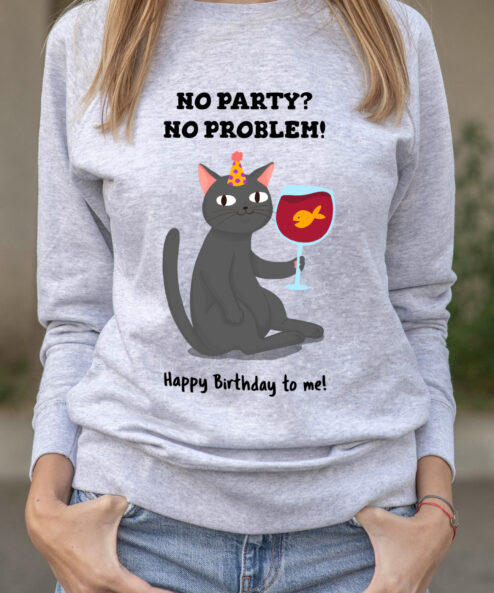 Bluza printata-Happy Birthday (Black Cat), Femei