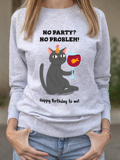 Bluza printata-Happy Birthday (Black Cat), Femei