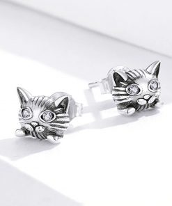 Cercei din argint Cute Cat
