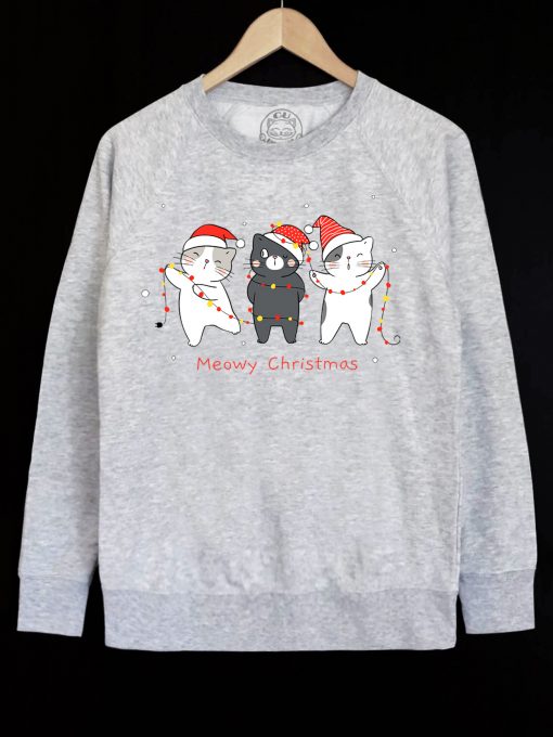 Bluza printata-Christmas Cats, Barbati-Gri