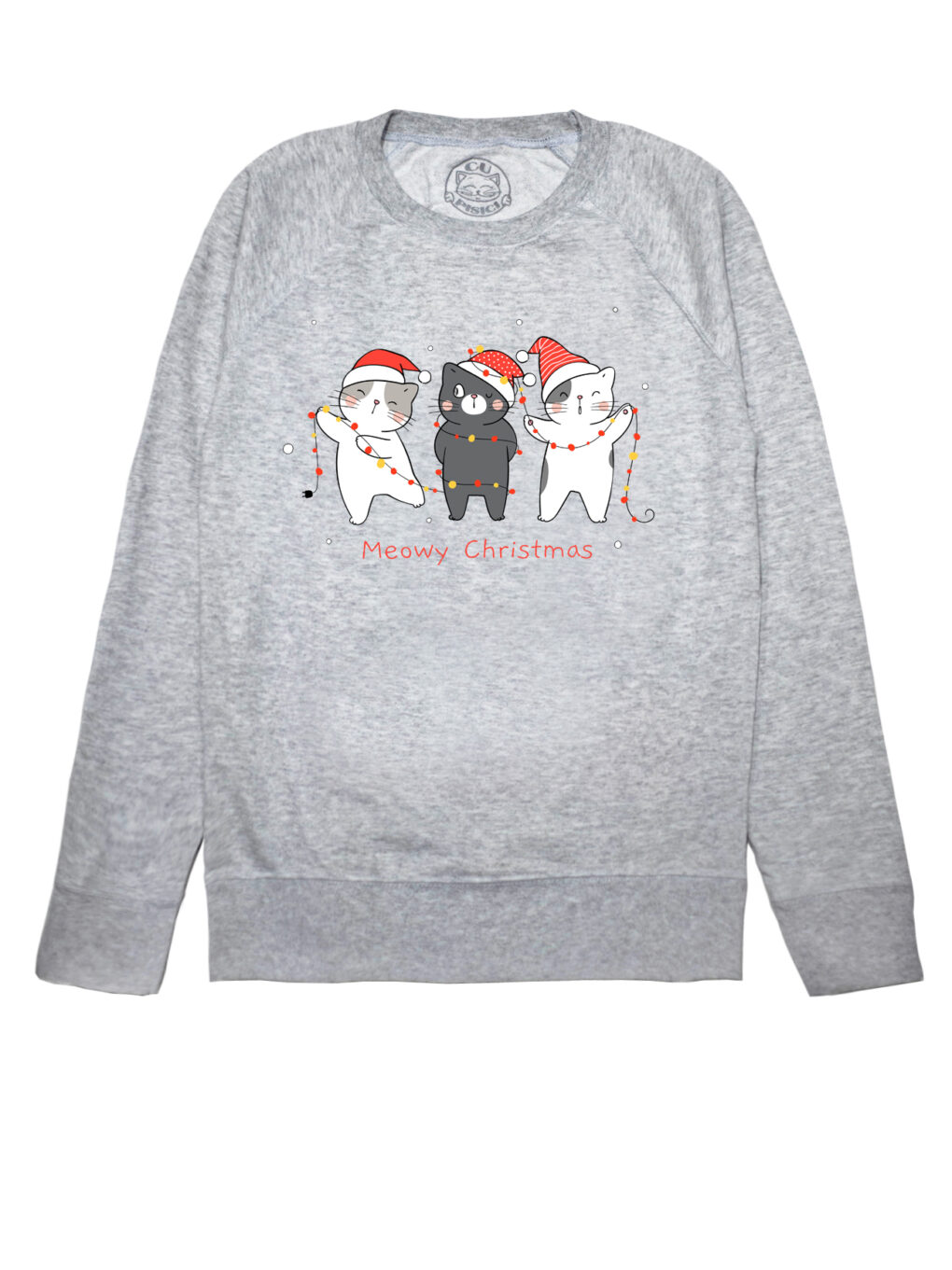 Bluza printata-Christmas Cats, Femei-Gri