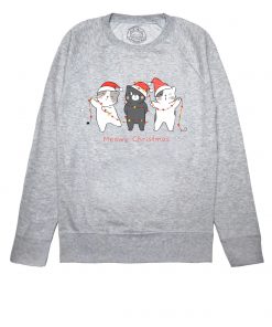 Bluza printata-Christmas Cats, Femei-Gri