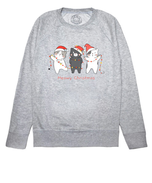 Bluza printata-Christmas Cats, Femei-Gri