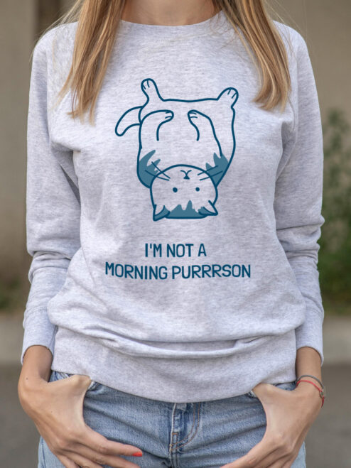 Bluza printata-I'm not a Morning PURRRSON, Femei