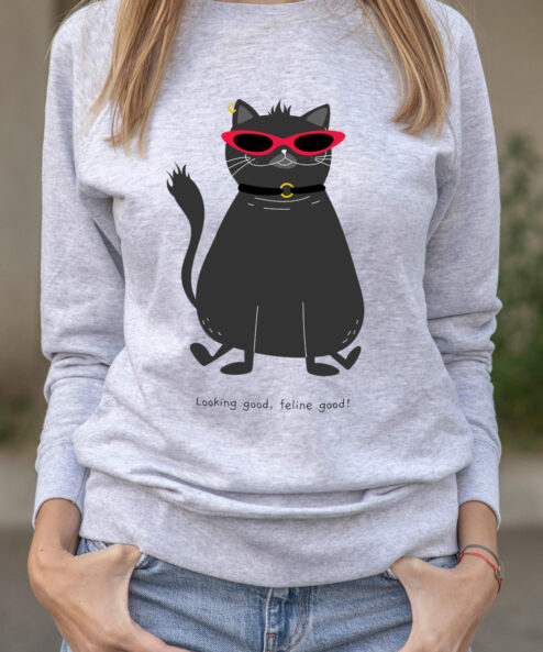 Bluza printata-Looking good, feline good, Femei