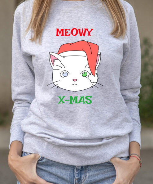 Bluza printata-Meowy X-mas, Femei