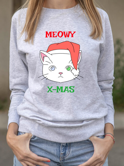 Bluza printata-Meowy X-mas, Femei