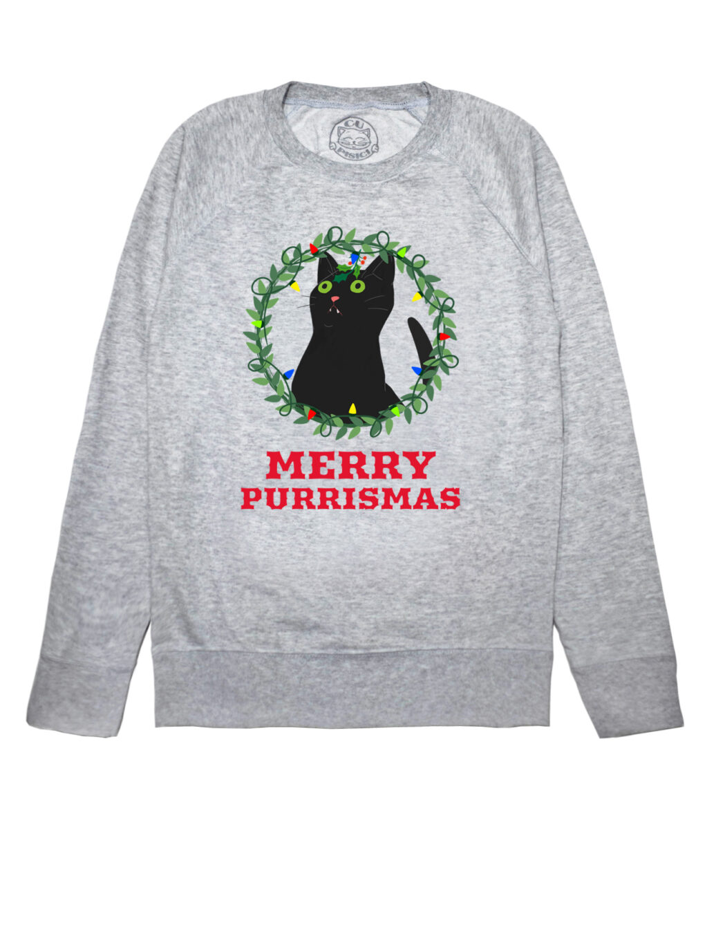 Bluza printata-Merry Purrismas (Black Cat), Femei