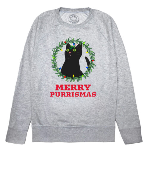 Bluza printata-Merry Purrismas (Black Cat), Femei