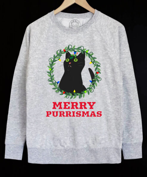 Bluza printata-Merry Purrismas (Black Cat), Barbati