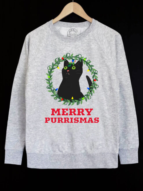 Bluza printata-Merry Purrismas (Black Cat), Barbati