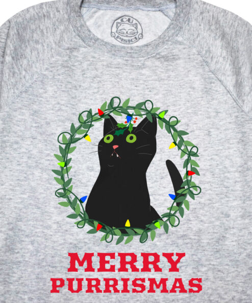 Bluza printata-Merry Purrismas (Black Cat)