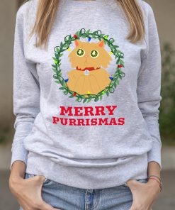 Bluza printata-Merry Purrismas (Ginger Cat), Femei