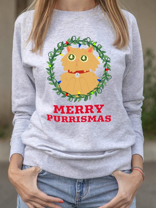 Bluza printata-Merry Purrismas (Ginger Cat), Femei
