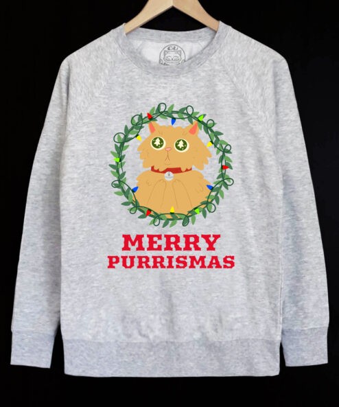 Bluza printata-Merry Purrismas (Ginger Cat), Barbati