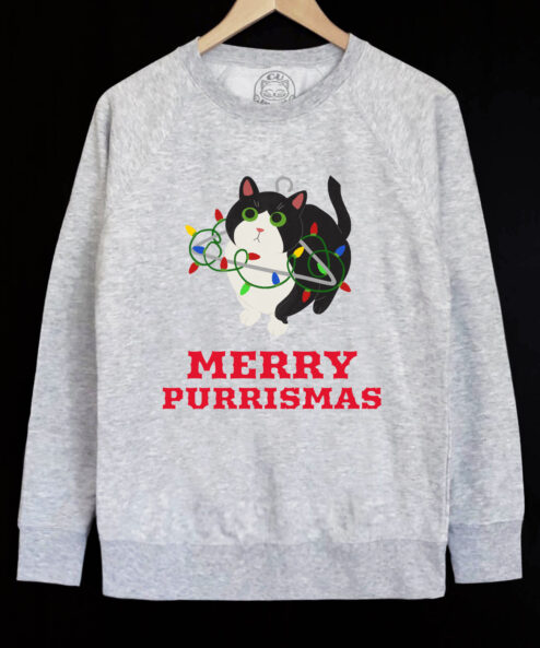 Bluza printata-Merry Purrismas (Tuxedo Cat), Barbati