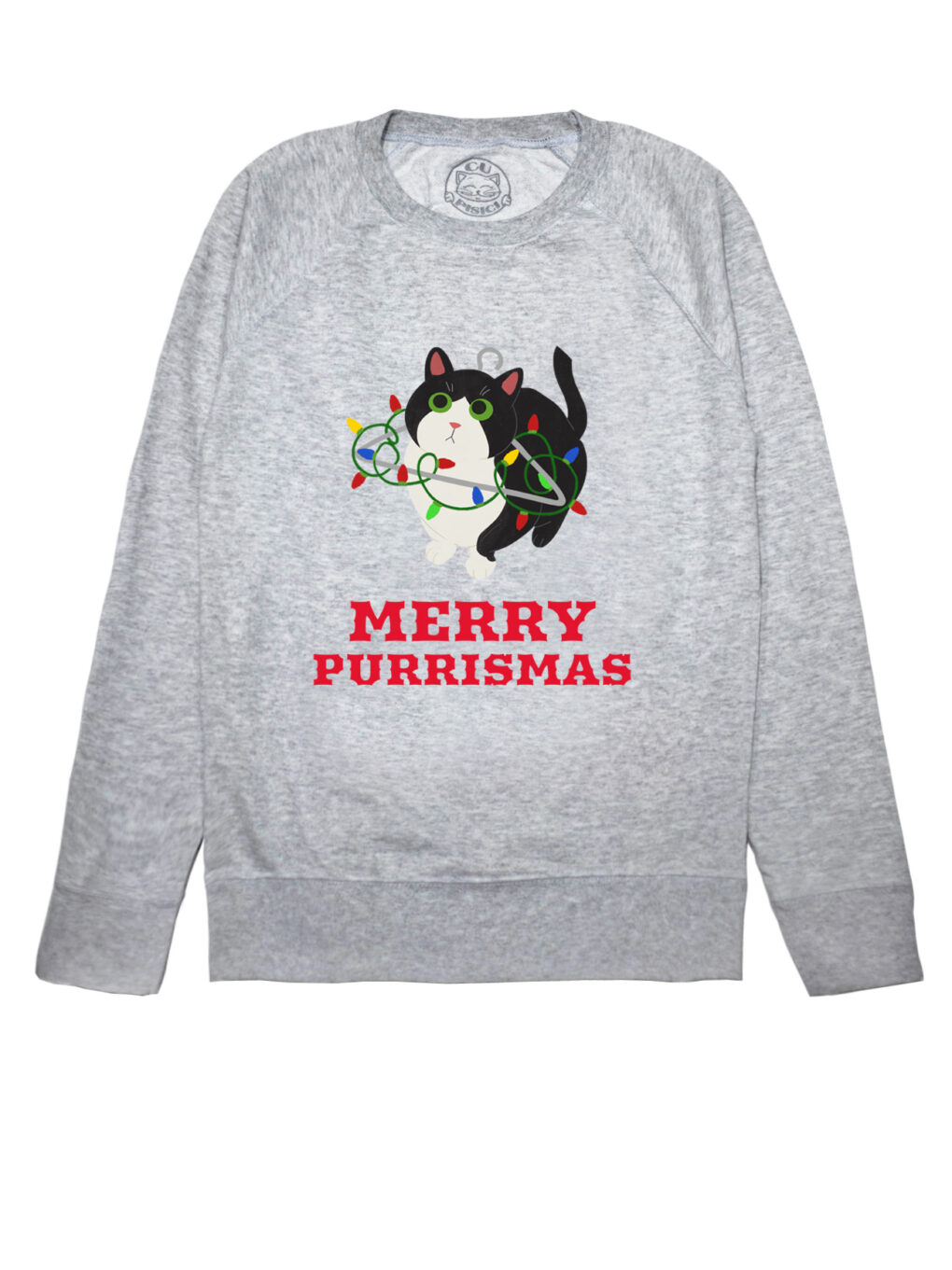 Bluza printata-Merry Purrismas (Tuxedo Cat), Femei