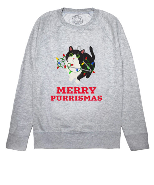 Bluza printata-Merry Purrismas (Tuxedo Cat), Femei