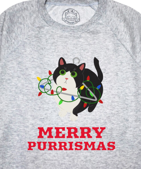 Bluza printata-Merry Purrismas (Tuxedo Cat)