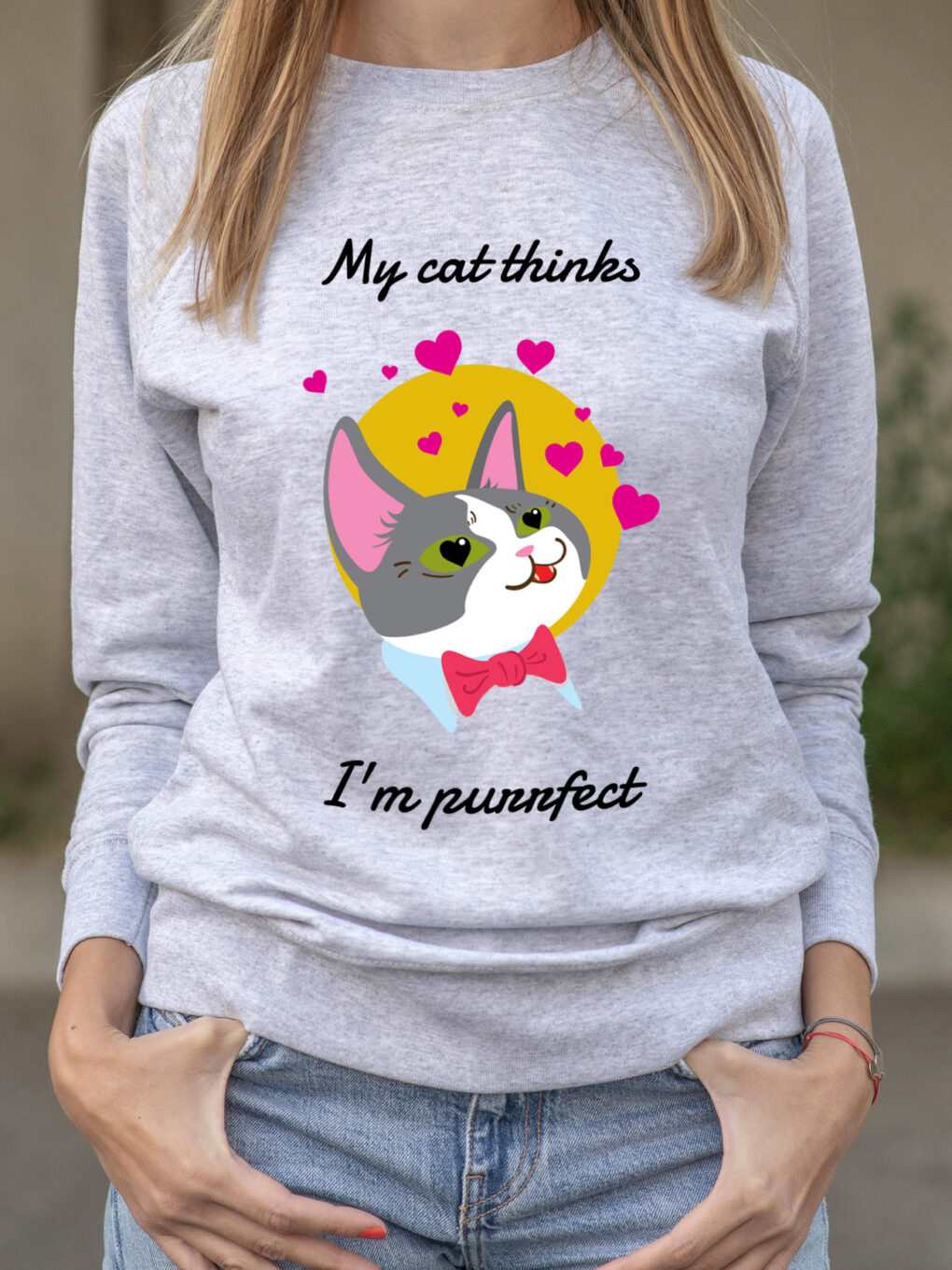 Bluza printata-My Cat thinks I'm Purrfect, Femei