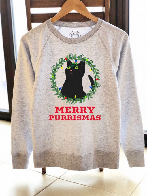 Bluza printata-Merry Purrismas (Black Cat)