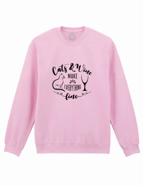 Bluza printata-Cats and Wine, Unisex