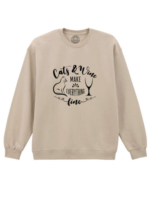 Bluza printata-Cats and Wine, Unisex